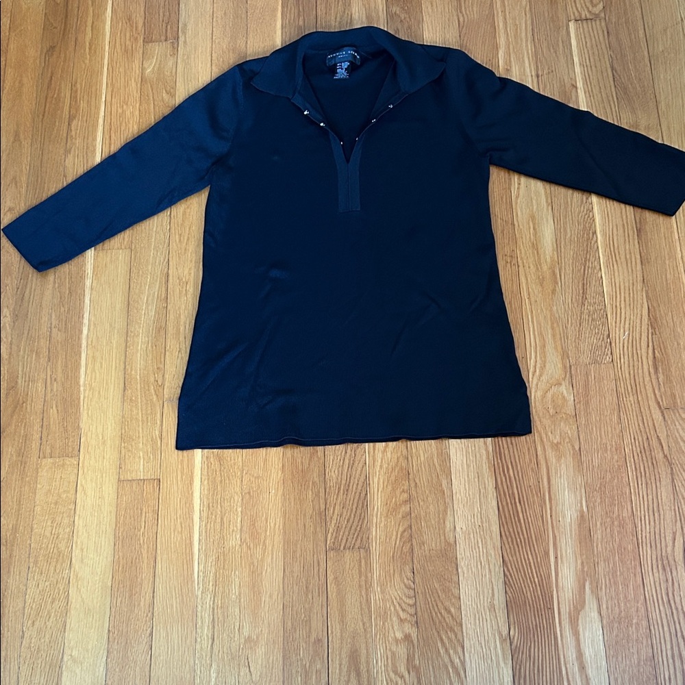 august silk Black Ribbed Knit Top
